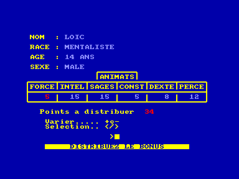 screenshot of the Amstrad CPC game Prophetie - Les Marches de la Galaxie by GameBase CPC