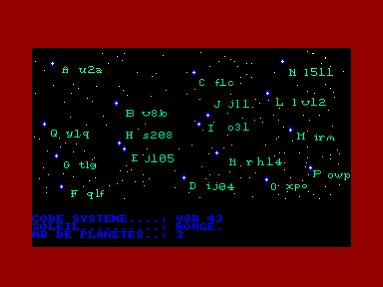 screenshot of the Amstrad CPC game Prophetie - Les Marches de la Galaxie by GameBase CPC