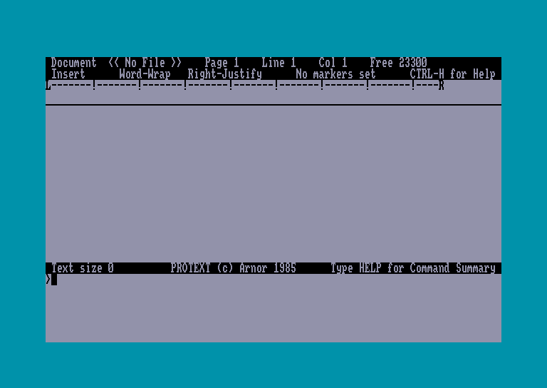 screenshot of the Amstrad CPC game Protext by GameBase CPC