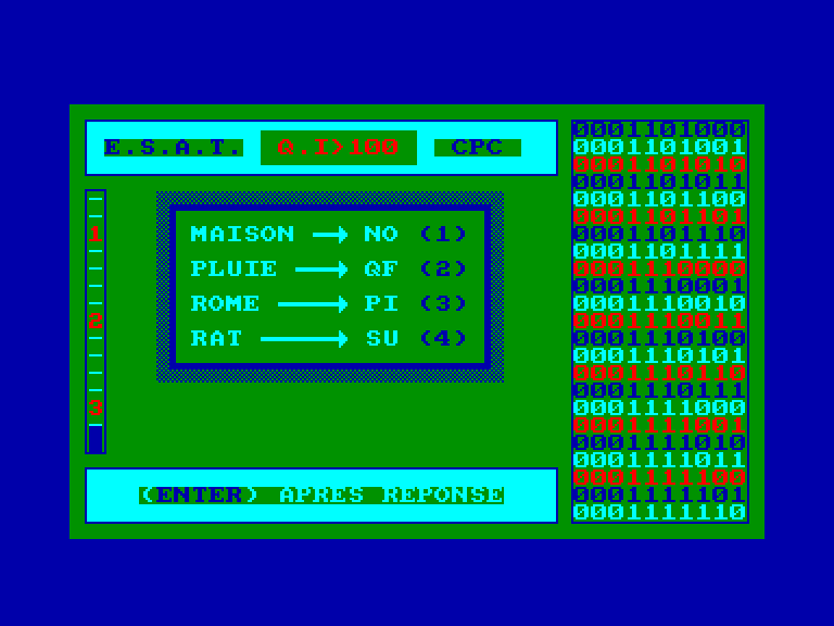 screenshot of the Amstrad CPC game Psycho-Test by GameBase CPC