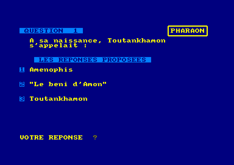 screenshot of the Amstrad CPC game Questions - Reponses by GameBase CPC