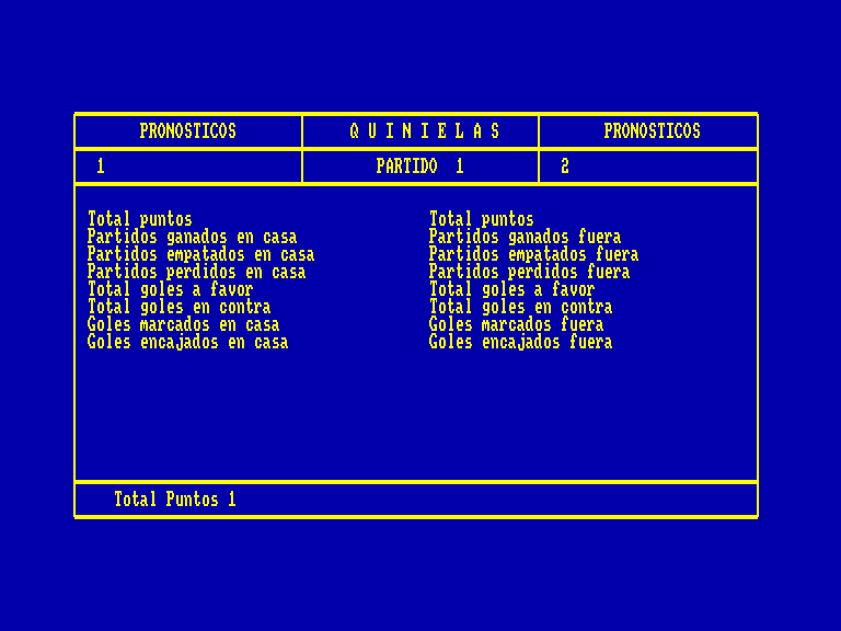 screenshot of the Amstrad CPC game Quinielas by GameBase CPC