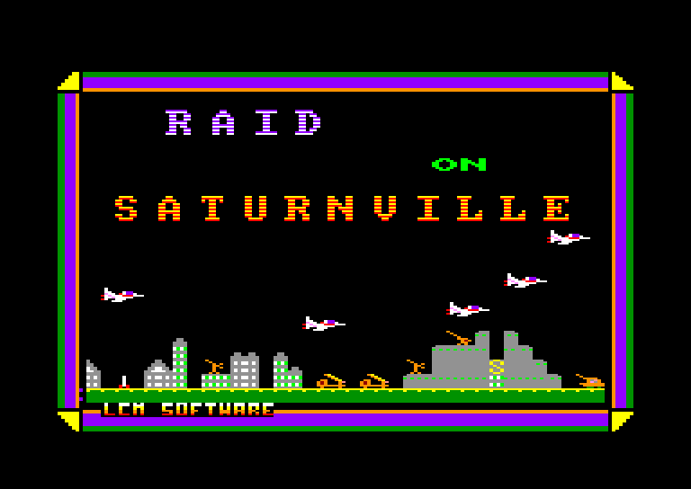 screenshot of the Amstrad CPC game Raid on saturnville by GameBase CPC
