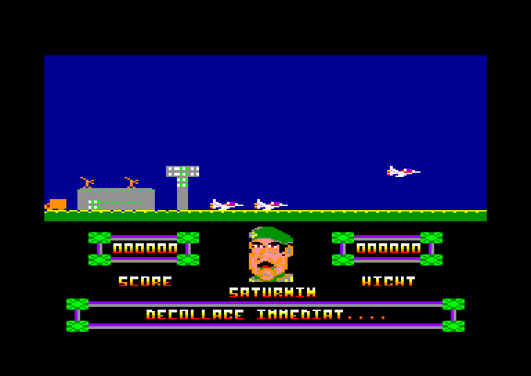 screenshot of the Amstrad CPC game Raid on saturnville by GameBase CPC