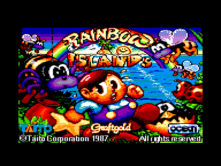 screenshot of the Amstrad CPC game Rainbow Islands by GameBase CPC