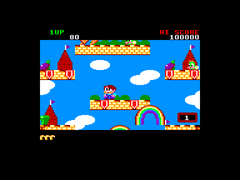 screenshot of the Amstrad CPC game Rainbow Islands by GameBase CPC