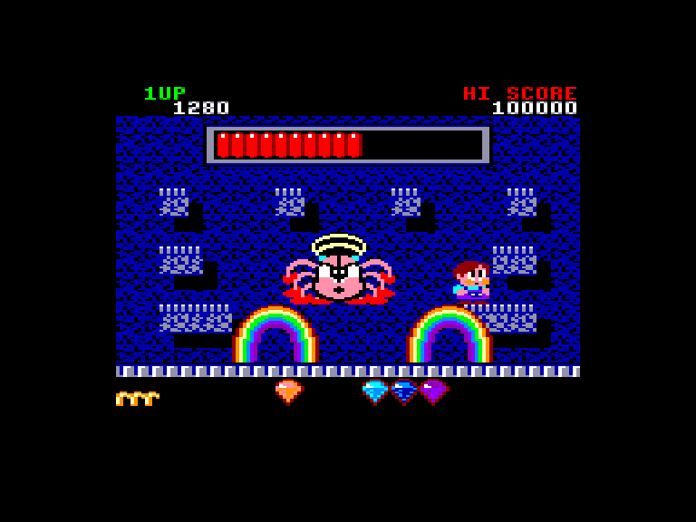 screenshot of the Amstrad CPC game Rainbow Islands by GameBase CPC