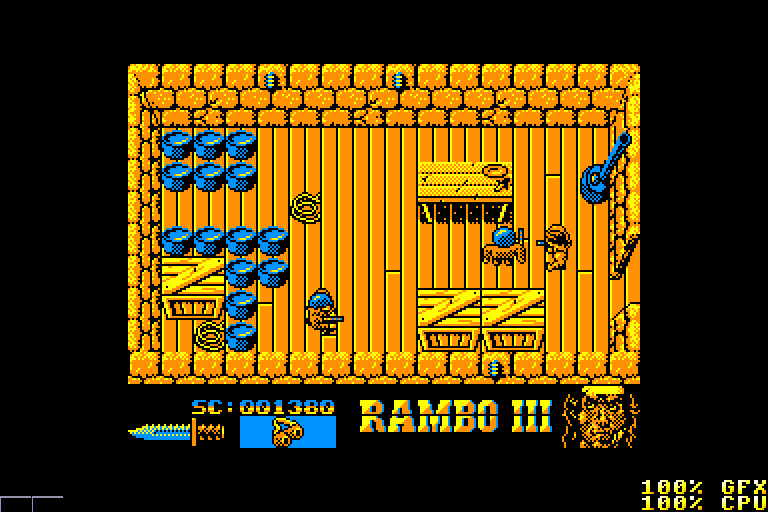 screenshot of the Amstrad CPC game Rambo III by GameBase CPC