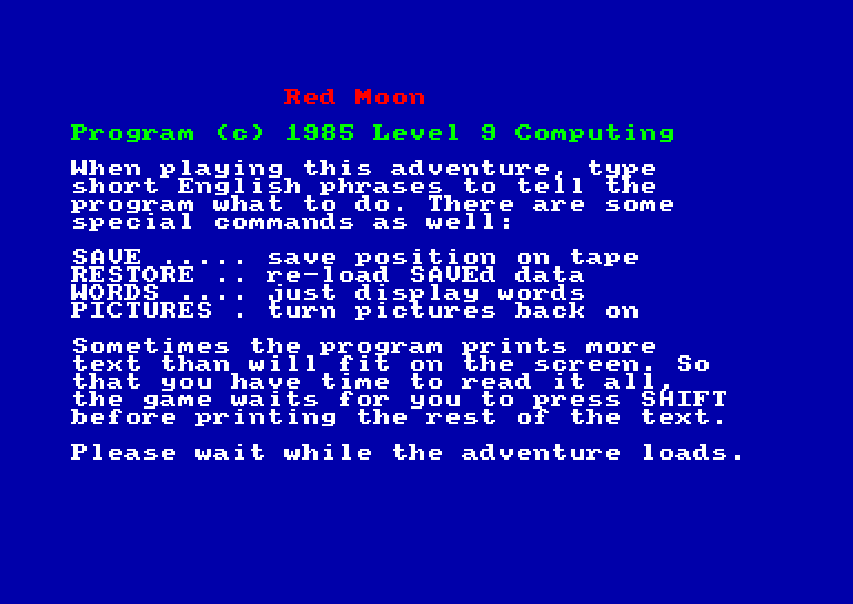 screenshot of the Amstrad CPC game Red Moon by GameBase CPC