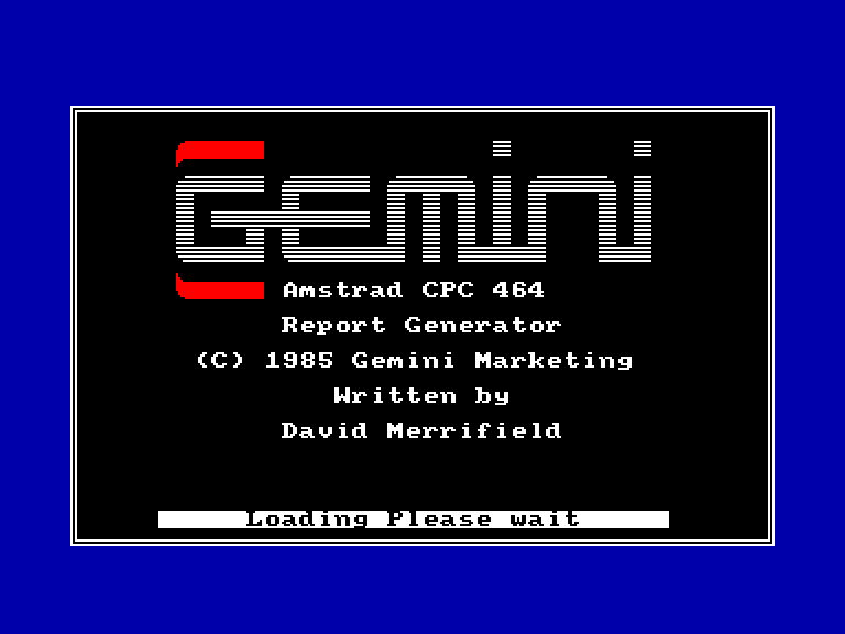 screenshot of the Amstrad CPC game Report Generator by GameBase CPC