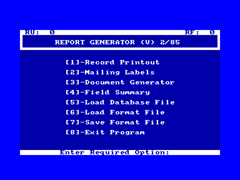 screenshot of the Amstrad CPC game Report Generator by GameBase CPC