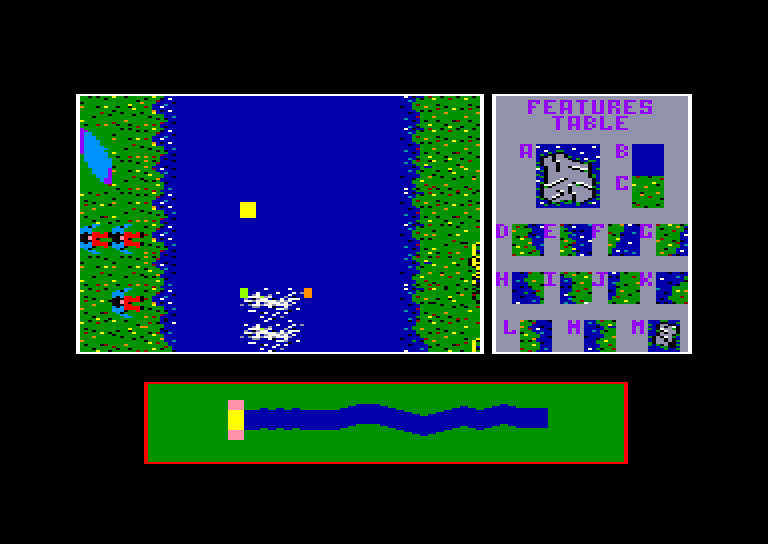 screenshot of the Amstrad CPC game Riding the rapids by GameBase CPC
