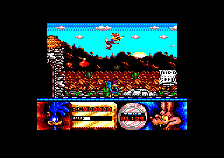 screenshot of the Amstrad CPC game Road runner and wile e. coyote by GameBase CPC