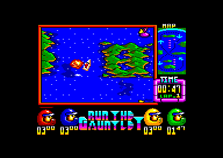 screenshot of the Amstrad CPC game Run the gauntlet by GameBase CPC