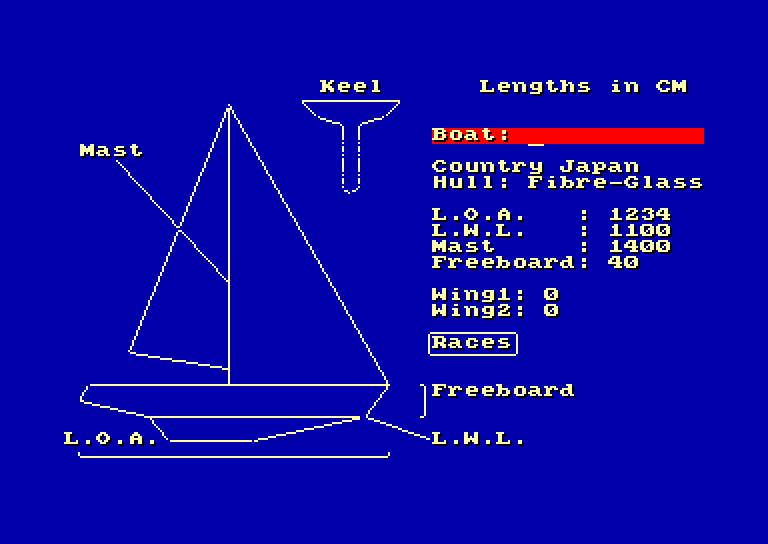 screenshot of the Amstrad CPC game Sailing by GameBase CPC