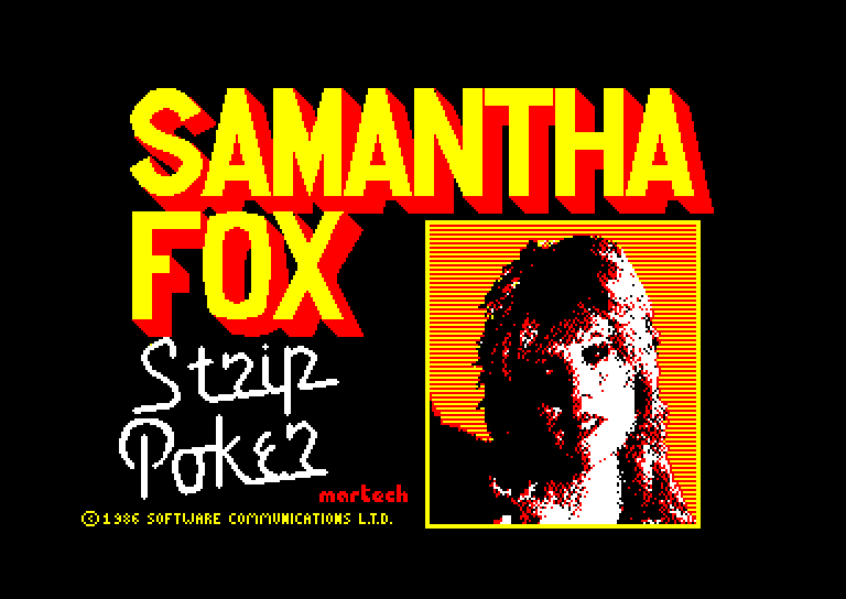 screenshot of the Amstrad CPC game Samantha Fox Strip Poker by GameBase CPC