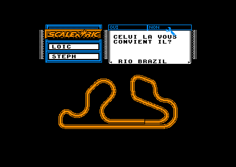 screenshot of the Amstrad CPC game Scalextric by GameBase CPC