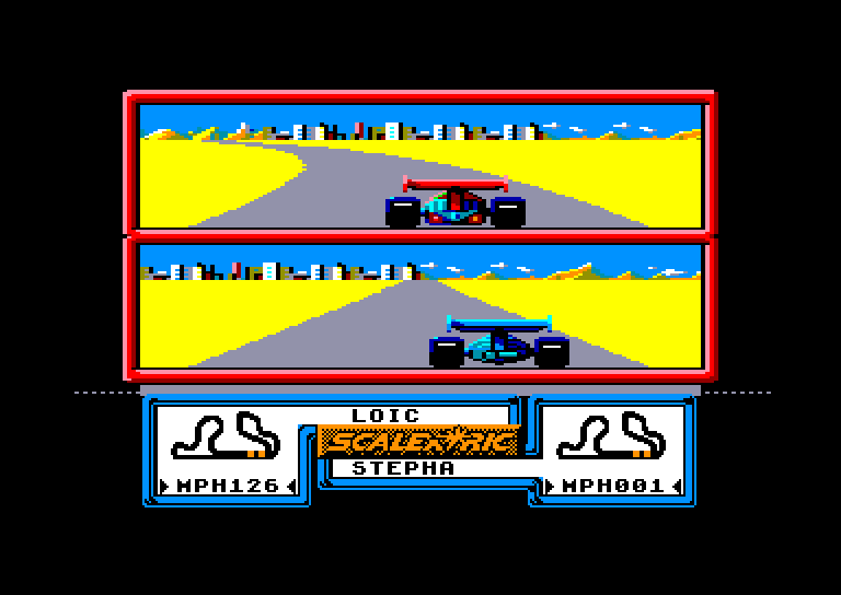 screenshot of the Amstrad CPC game Scalextric by GameBase CPC