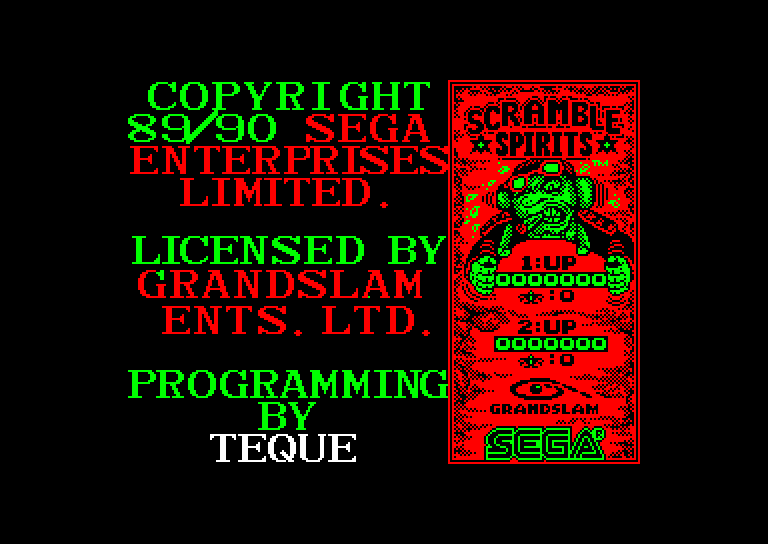 screenshot of the Amstrad CPC game Scramble spirits