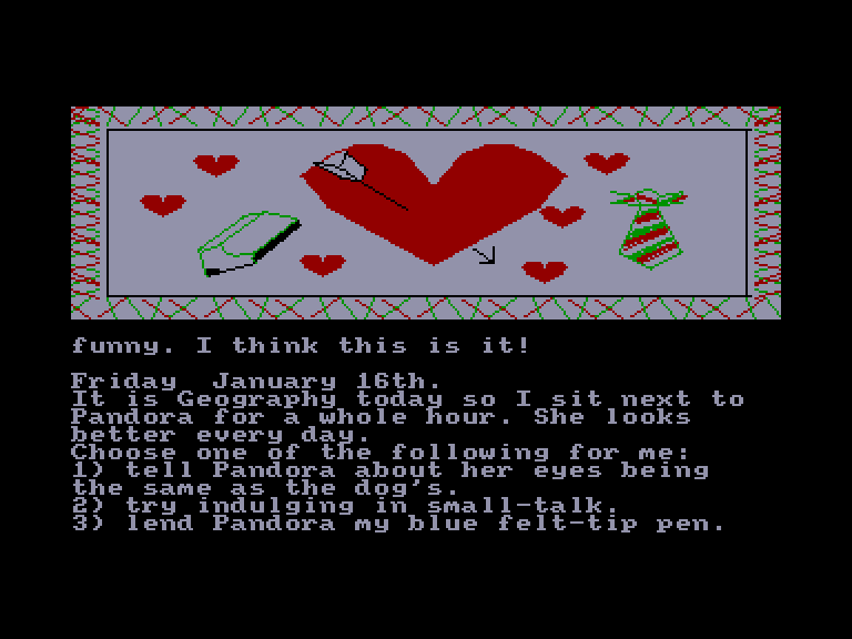 screenshot of the Amstrad CPC game Secret Diary of Adrian Mole (the) by GameBase CPC