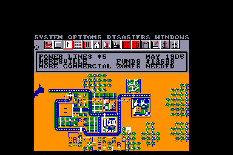 screenshot of the Amstrad CPC game Sim City by GameBase CPC