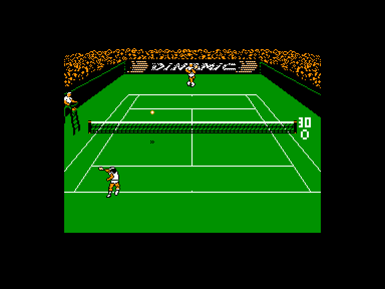 screenshot of the Amstrad CPC game Simulador profesional de tenis by GameBase CPC