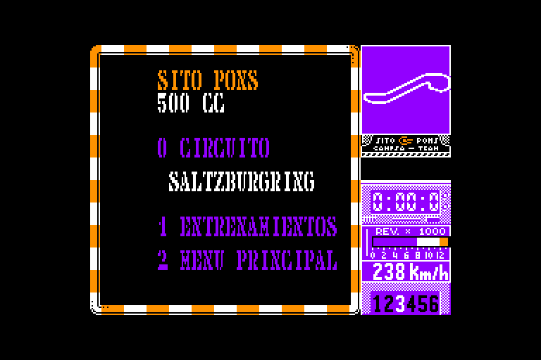 screenshot of the Amstrad CPC game Sito pons 500cc grand prix by GameBase CPC