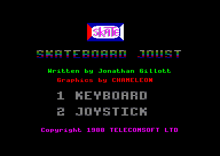 screenshot of the Amstrad CPC game Skateboard joust by GameBase CPC