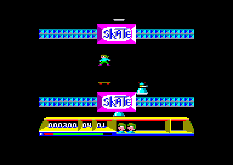 screenshot of the Amstrad CPC game Skateboard joust by GameBase CPC