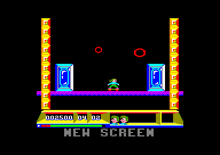 screenshot of the Amstrad CPC game Skateboard joust by GameBase CPC