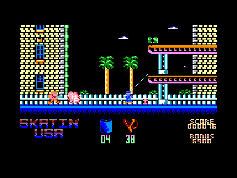 screenshot of the Amstrad CPC game Skatin' Usa by GameBase CPC