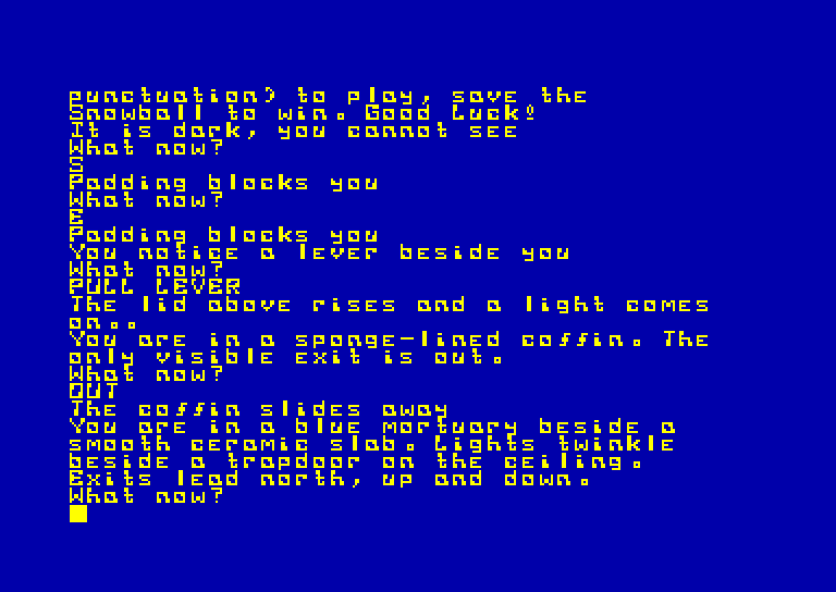 screenshot of the Amstrad CPC game Snowball by GameBase CPC