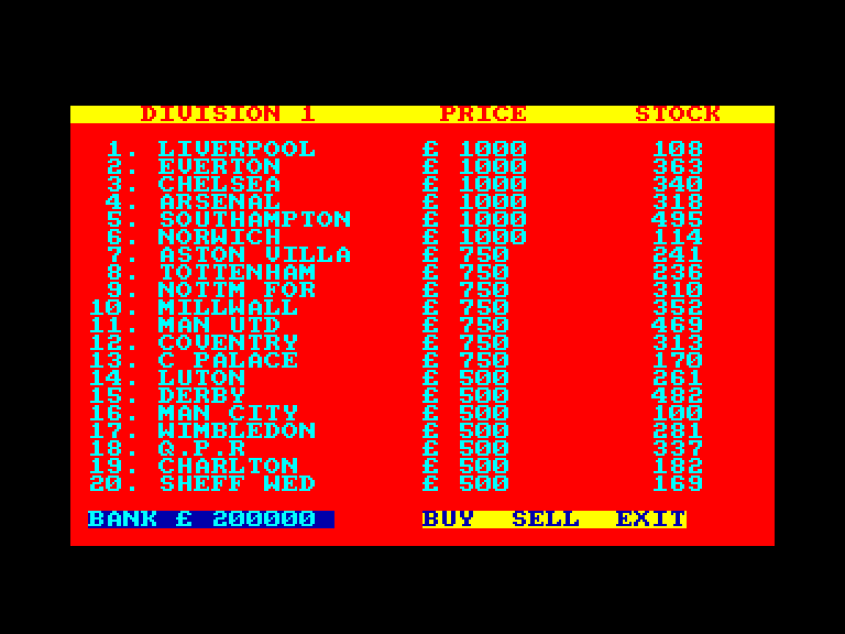 screenshot of the Amstrad CPC game Soccer director by GameBase CPC