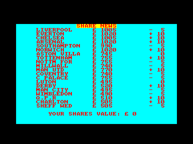 screenshot of the Amstrad CPC game Soccer director by GameBase CPC