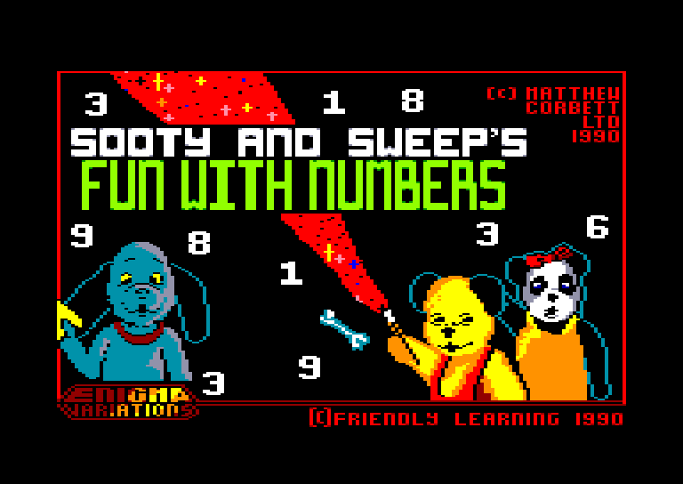 screenshot of the Amstrad CPC game Sooty's Fun with Numbers by GameBase CPC