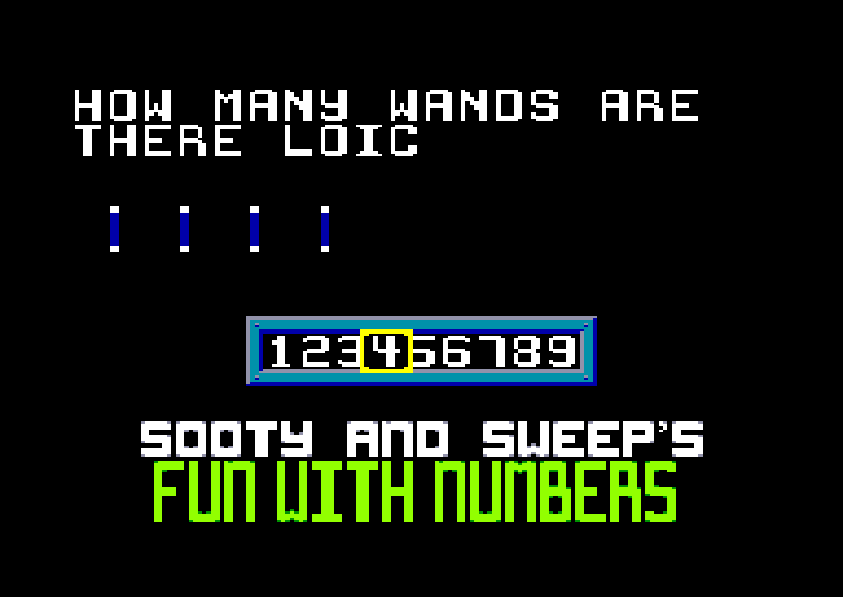 screenshot of the Amstrad CPC game Sooty's Fun with Numbers by GameBase CPC