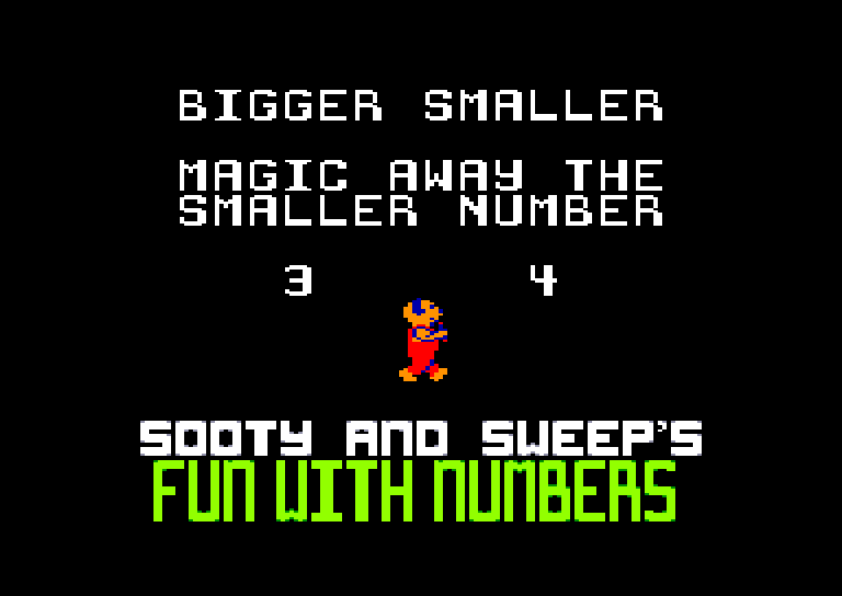 screenshot of the Amstrad CPC game Sooty's Fun with Numbers by GameBase CPC