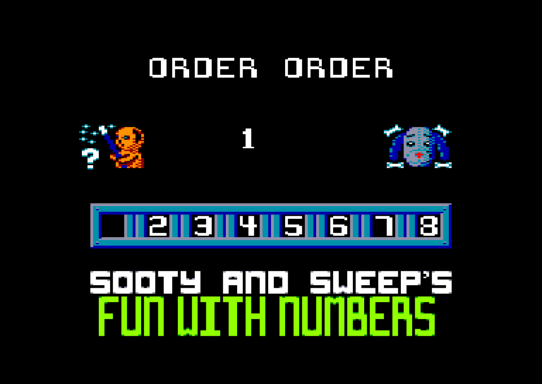 screenshot of the Amstrad CPC game Sooty's Fun with Numbers by GameBase CPC