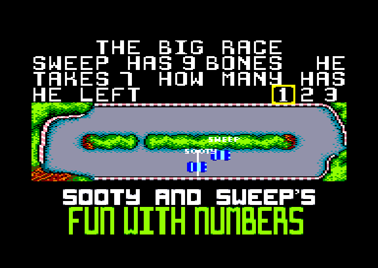 screenshot of the Amstrad CPC game Sooty's Fun with Numbers by GameBase CPC