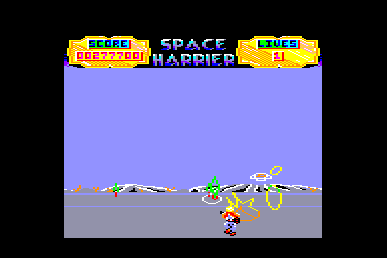 screenshot of the Amstrad CPC game Space Harrier by GameBase CPC