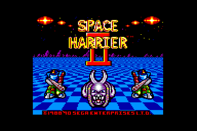 screenshot of the Amstrad CPC game Space Harrier II by GameBase CPC