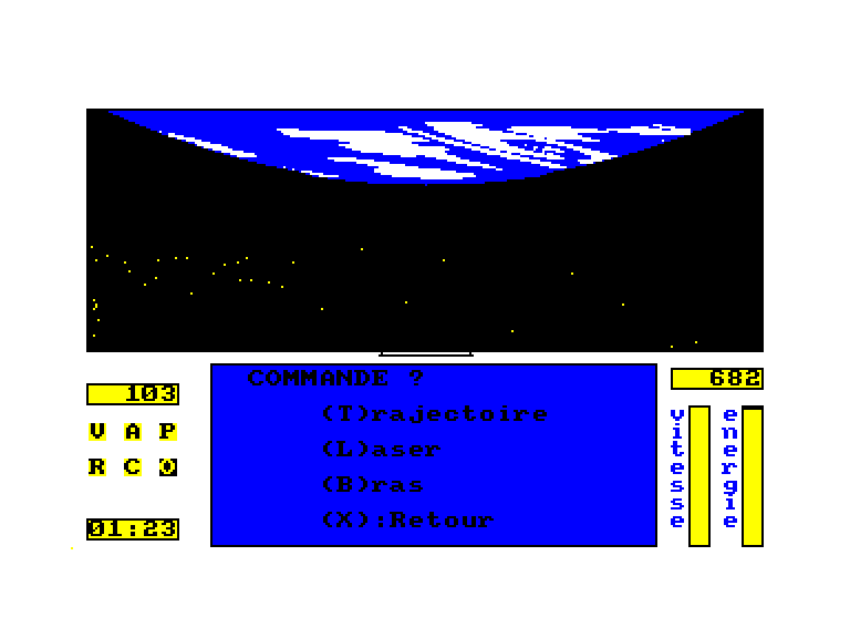 screenshot of the Amstrad CPC game Space shuttle simulateur by GameBase CPC