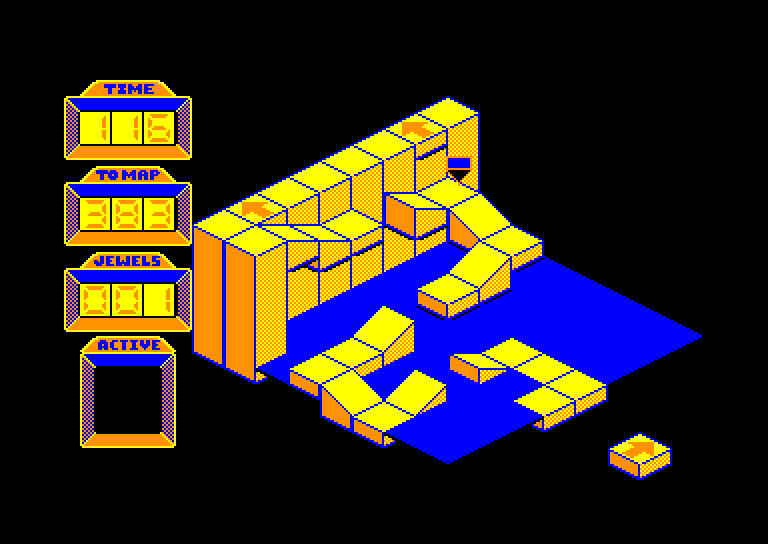 screenshot of the Amstrad CPC game Spindizzy by GameBase CPC