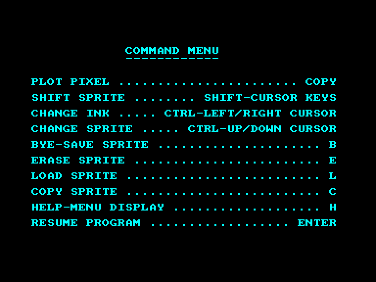 screenshot of the Amstrad CPC game Sprite Generator by GameBase CPC