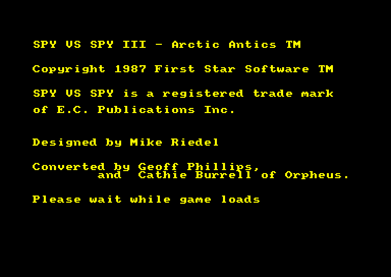screenshot of the Amstrad CPC game Spy Vs Spy III - Arctic Antics by GameBase CPC