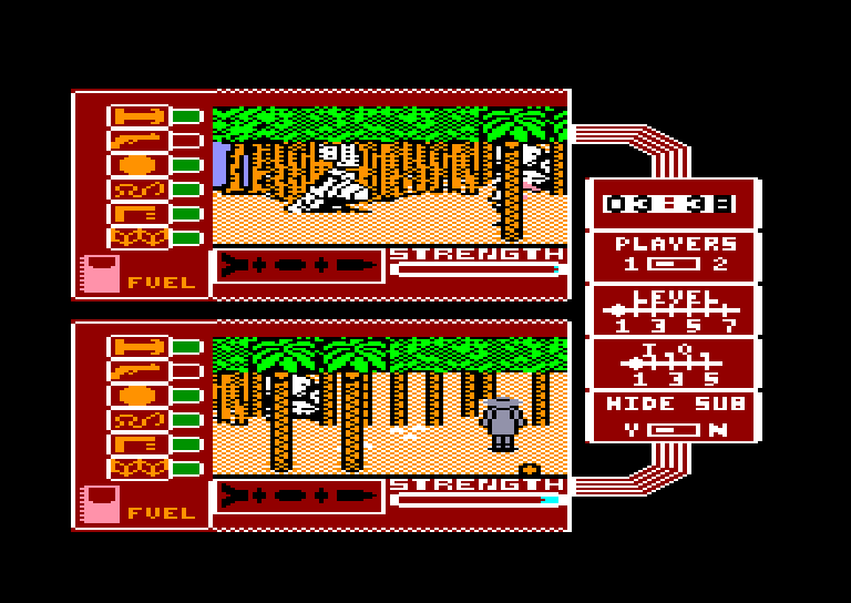 screenshot of the Amstrad CPC game Spy vs Spy II - the Island Caper by GameBase CPC