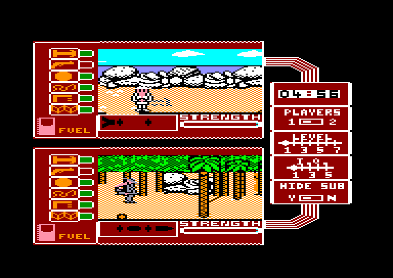 screenshot of the Amstrad CPC game Spy vs Spy II - the Island Caper by GameBase CPC