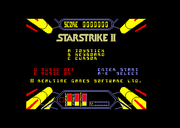 screenshot of the Amstrad CPC game Starstrike II by GameBase CPC