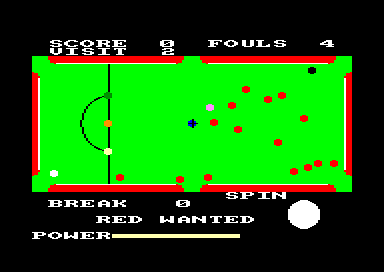 screenshot of the Amstrad CPC game Steve Davis Snooker by GameBase CPC