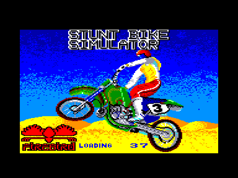 screenshot of the Amstrad CPC game Stunt bike simulator by GameBase CPC